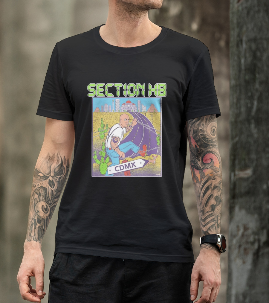 Section H8 CDMX Mexico City Punk Scene Urban Landscape With Cactus T-Shirt