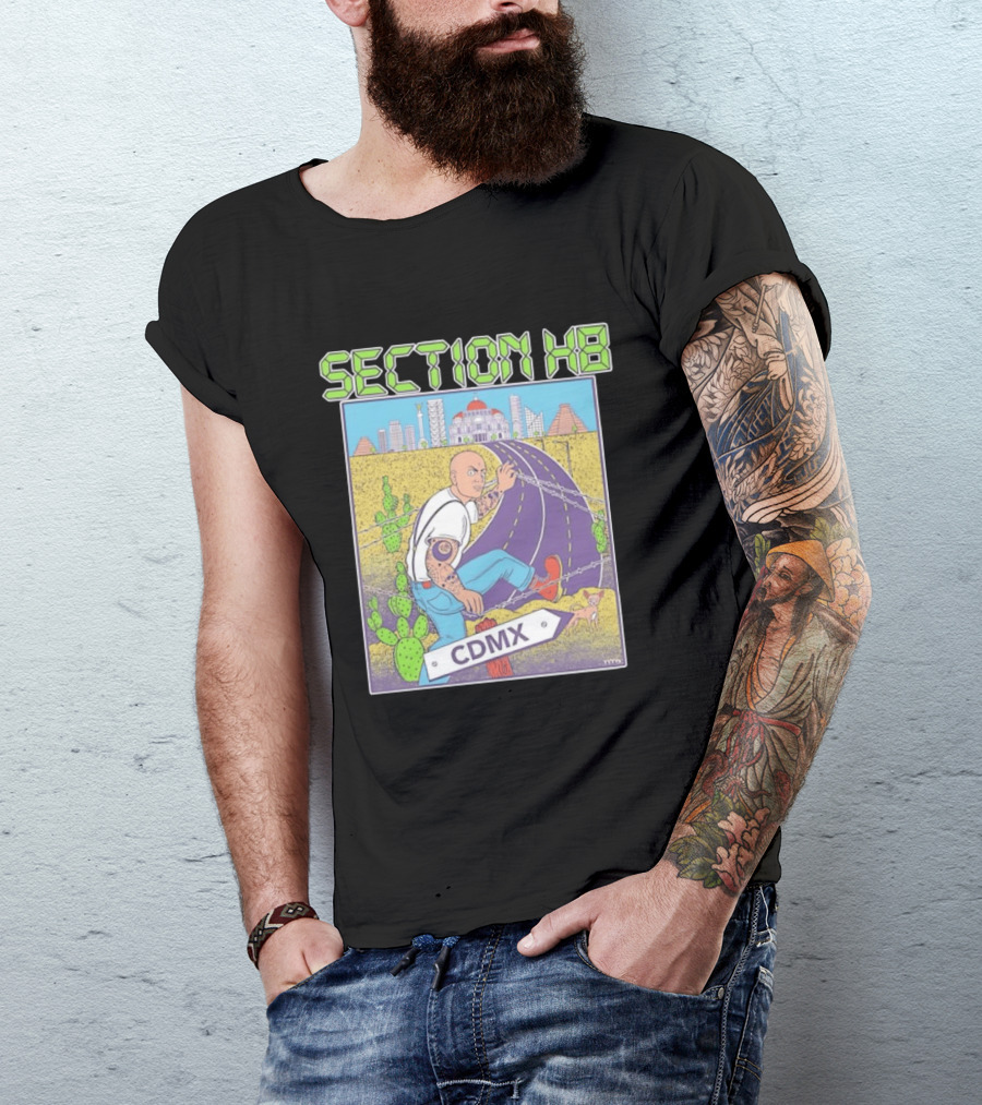 Section H8 CDMX Mexico City Punk Scene Urban Landscape With Cactus T-Shirt