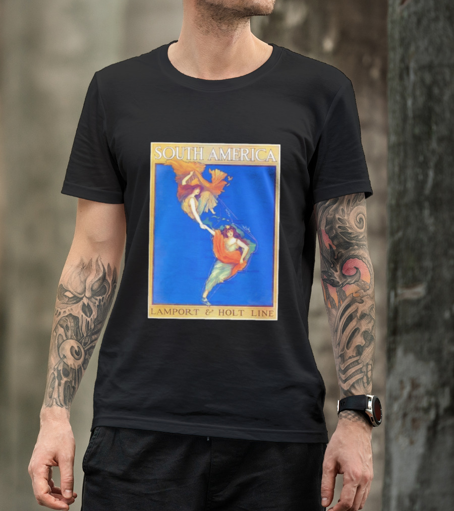 South America Lamport And Holt Line Travel With Women Map T-Shirt