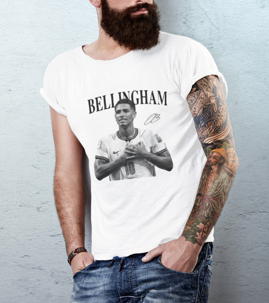 Bellingham England Number 10 Footballer Iconic Three Lions T-Shirt