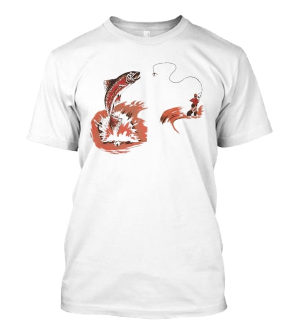 Fly Fisherman Catching Trout With Rod And Line T-Shirt