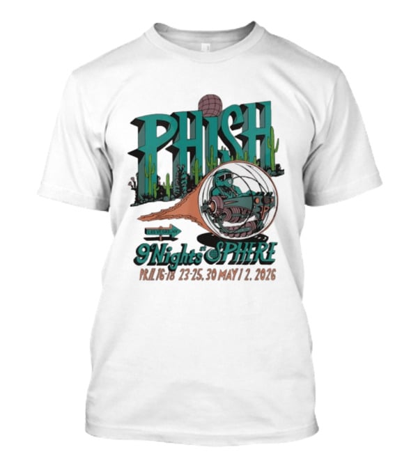 Phish 9 Nights At Sphere Las Vegas April May 2026 Cactus Spacecraft T-Shirt