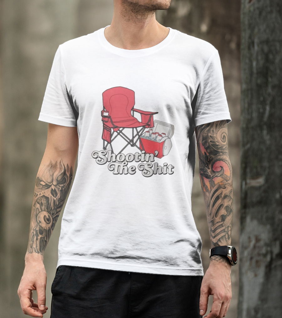 Shootin' The Shit Red Chair And Cooler BBQ Vibes T-Shirt