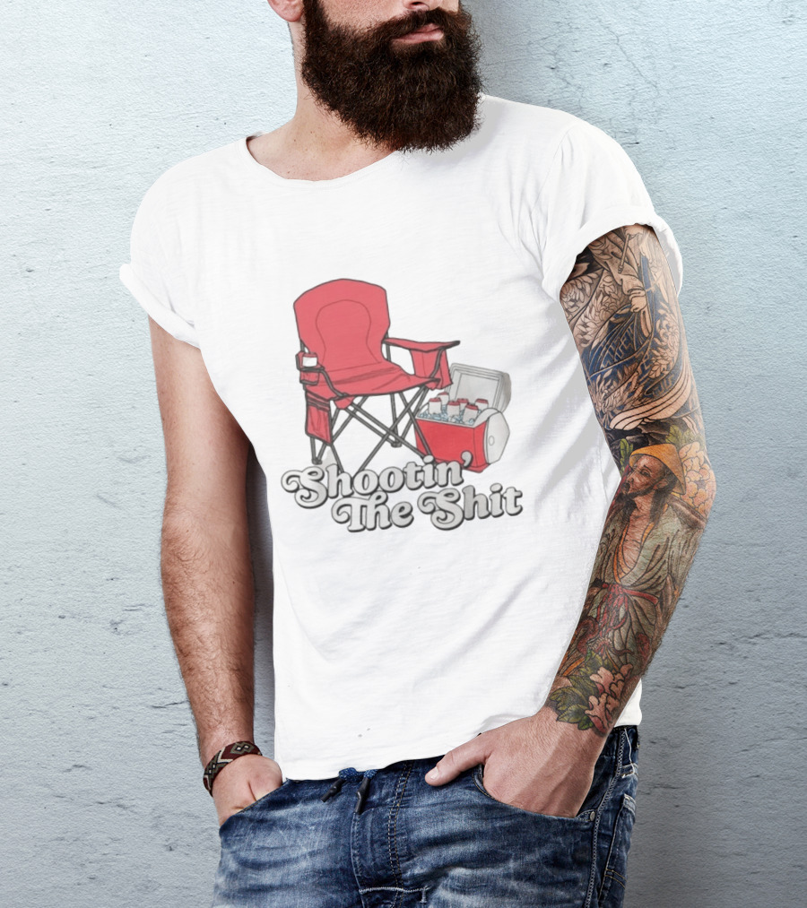 Shootin' The Shit Red Chair And Cooler BBQ Vibes T-Shirt