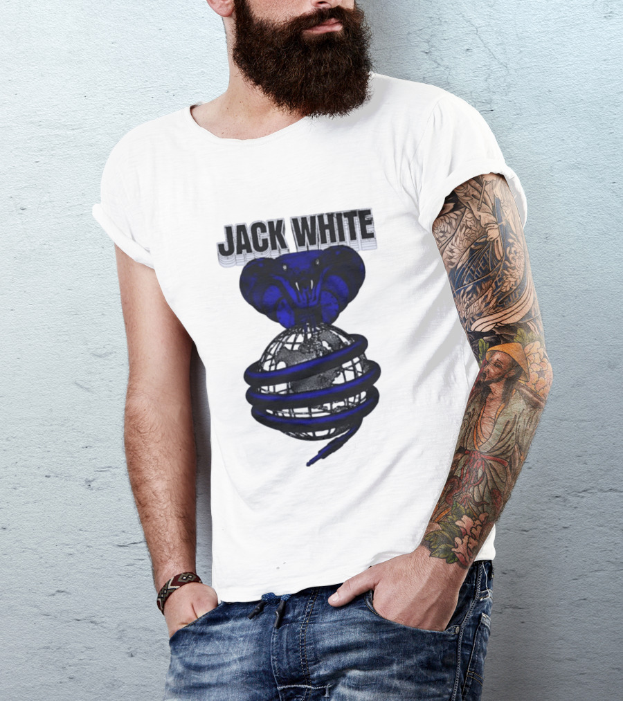 Jack White Cobra Wrapped Around Globe Music Band T-Shirt