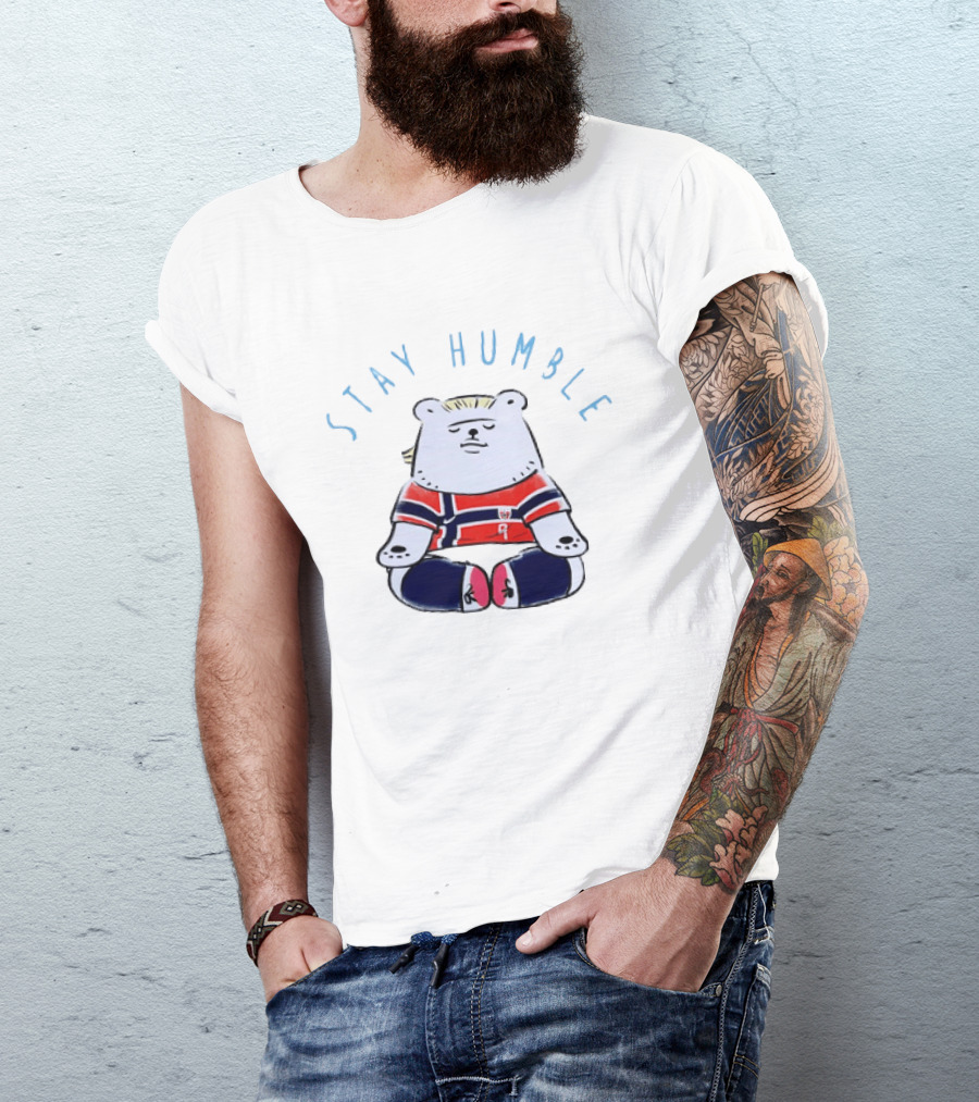 Stay Humble Meditating Bear Norway Erling Haaland Football Team T-Shirt