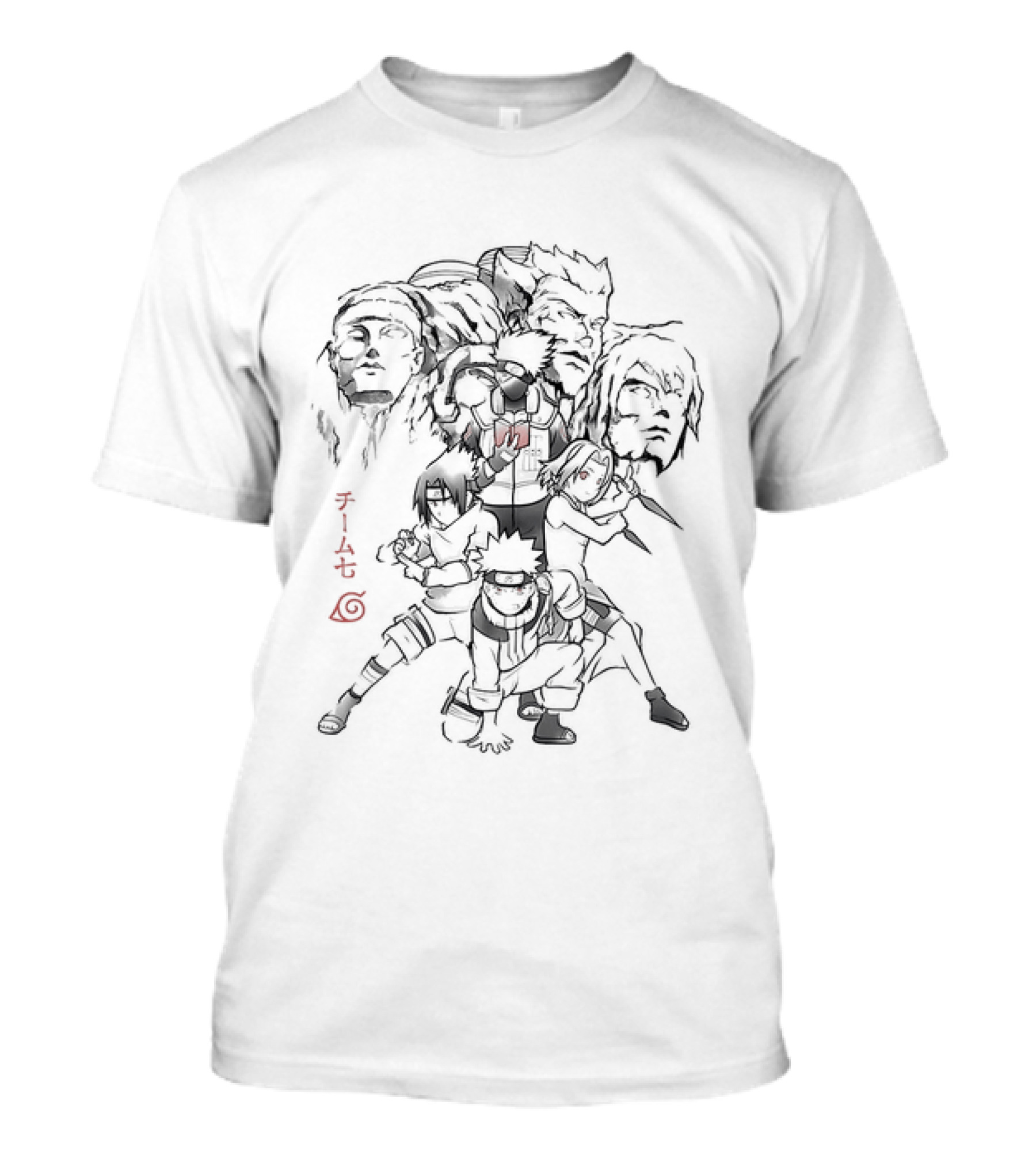 Team 7 Naruto Sasuke Sakura Kakashi Hatake Naruto Shippuden Manga Characters T-Shirt