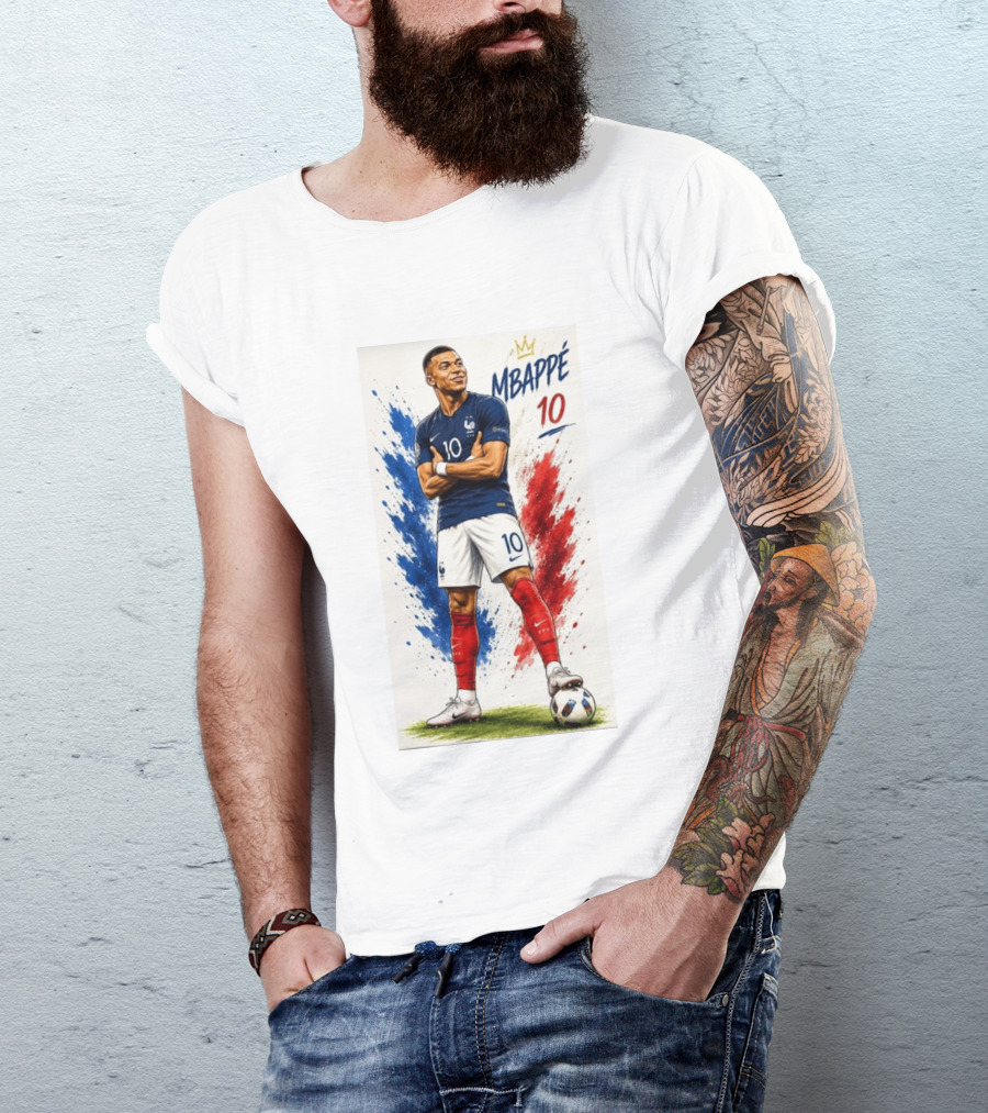 Kylian Mbappé France Soccer KM10 Caricature Star T-Shirt