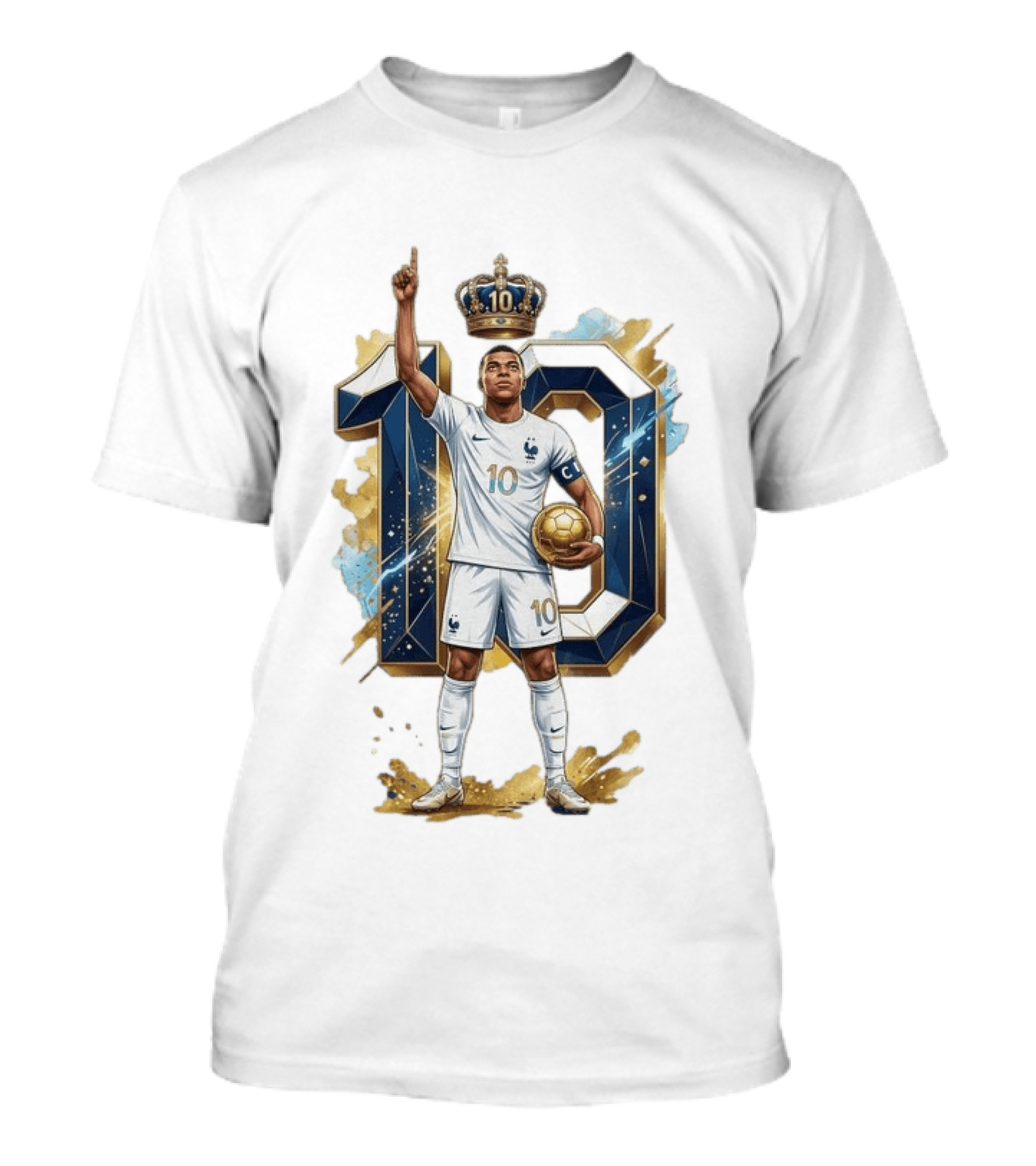 Kylian Mbappe France Number 10 Crowned Footballer T-Shirt