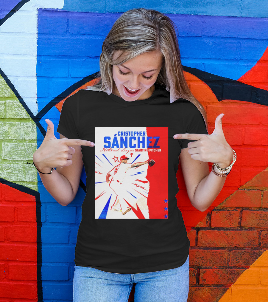 Cristopher Sánchez Philadelphia Phillies National League Starting Pitcher Red White Blue Stars T-Shirt