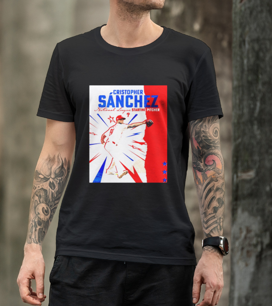 Cristopher Sánchez Philadelphia Phillies National League Starting Pitcher Red White Blue Stars T-Shirt