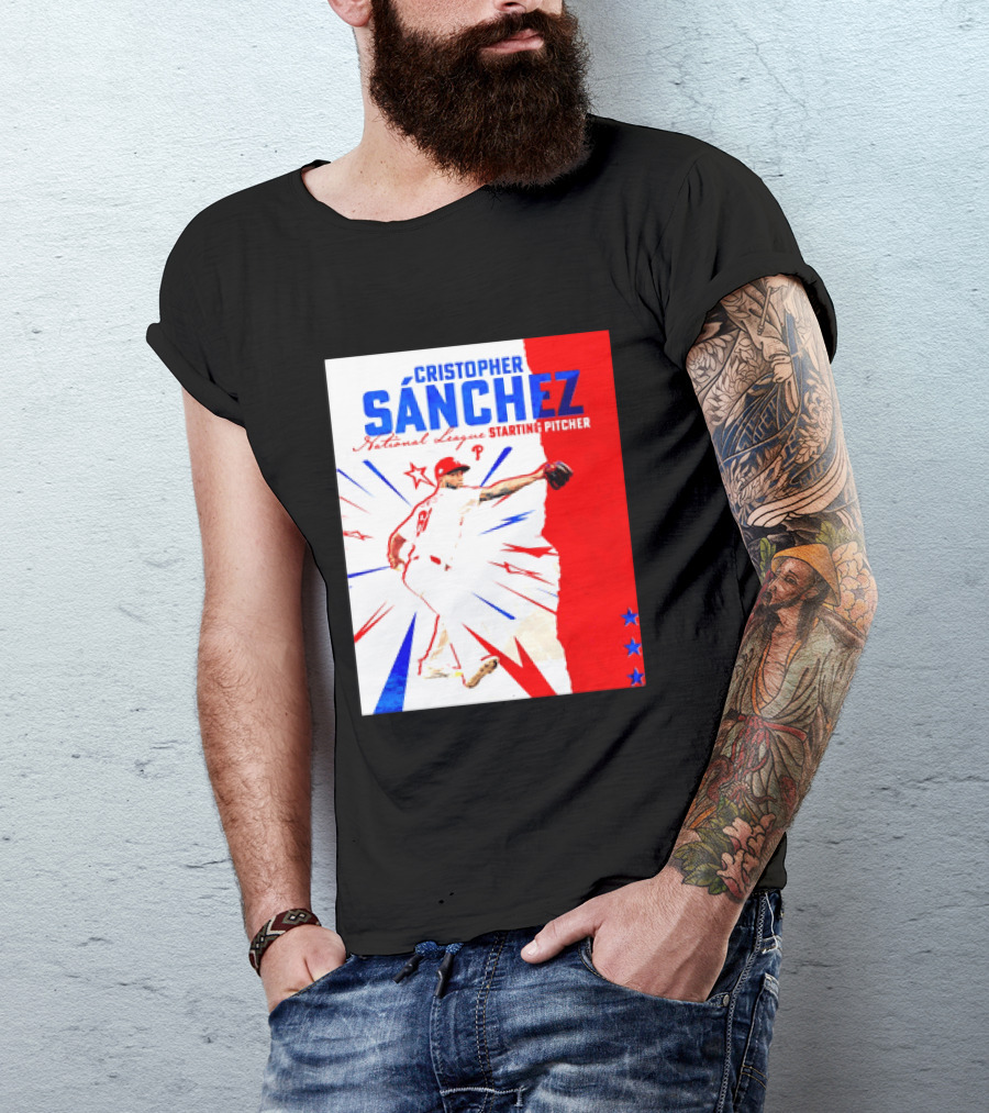 Cristopher Sánchez Philadelphia Phillies National League Starting Pitcher Red White Blue Stars T-Shirt