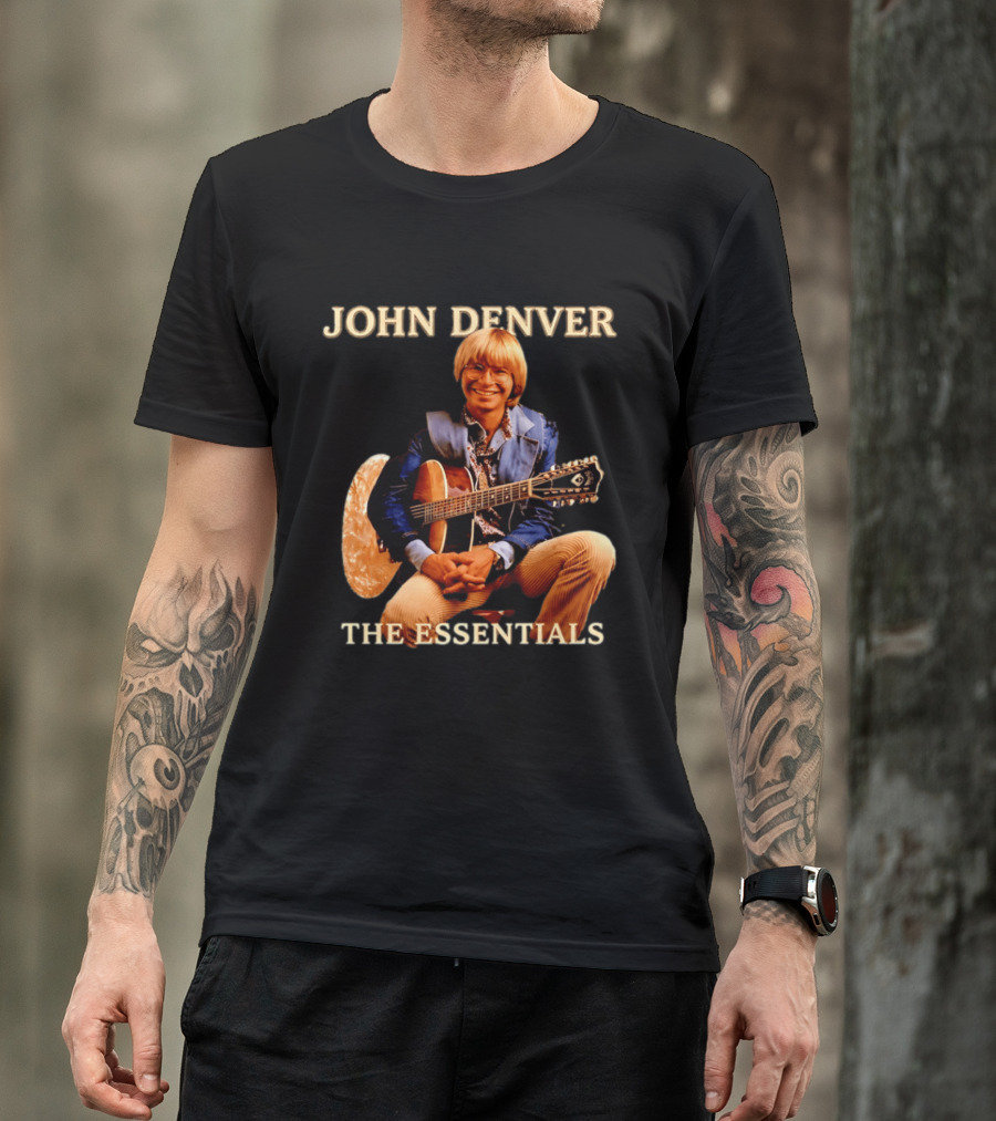 John Denver The Essentials Four Decades Of Folk Music Vintage Guitar T-Shirt
