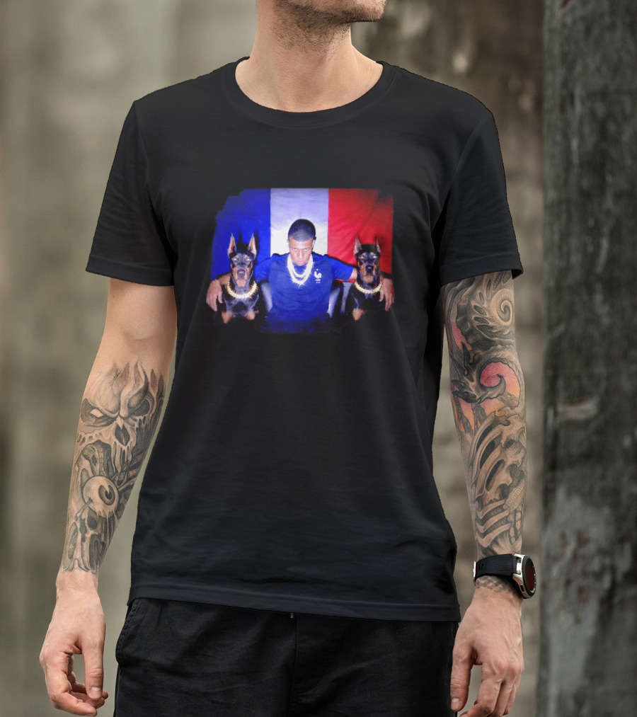 Kylian Mbappe France National Football Team With Dogs French Flag T-Shirt