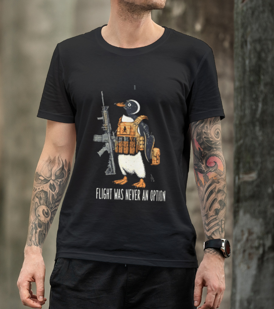 Penguin Flight Was Never An Option Rifle Vest Tactical Humor T-Shirt