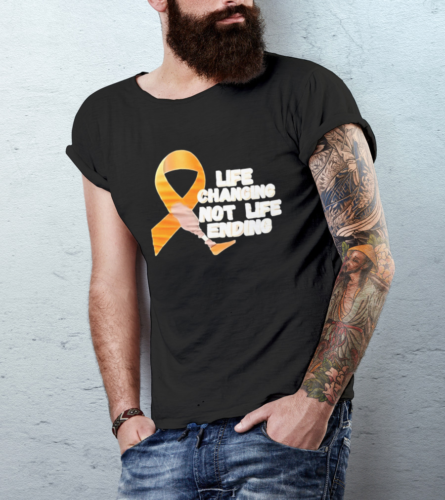 Life Changing Not Life Ending Ribbon With Prosthetic Leg T-Shirt
