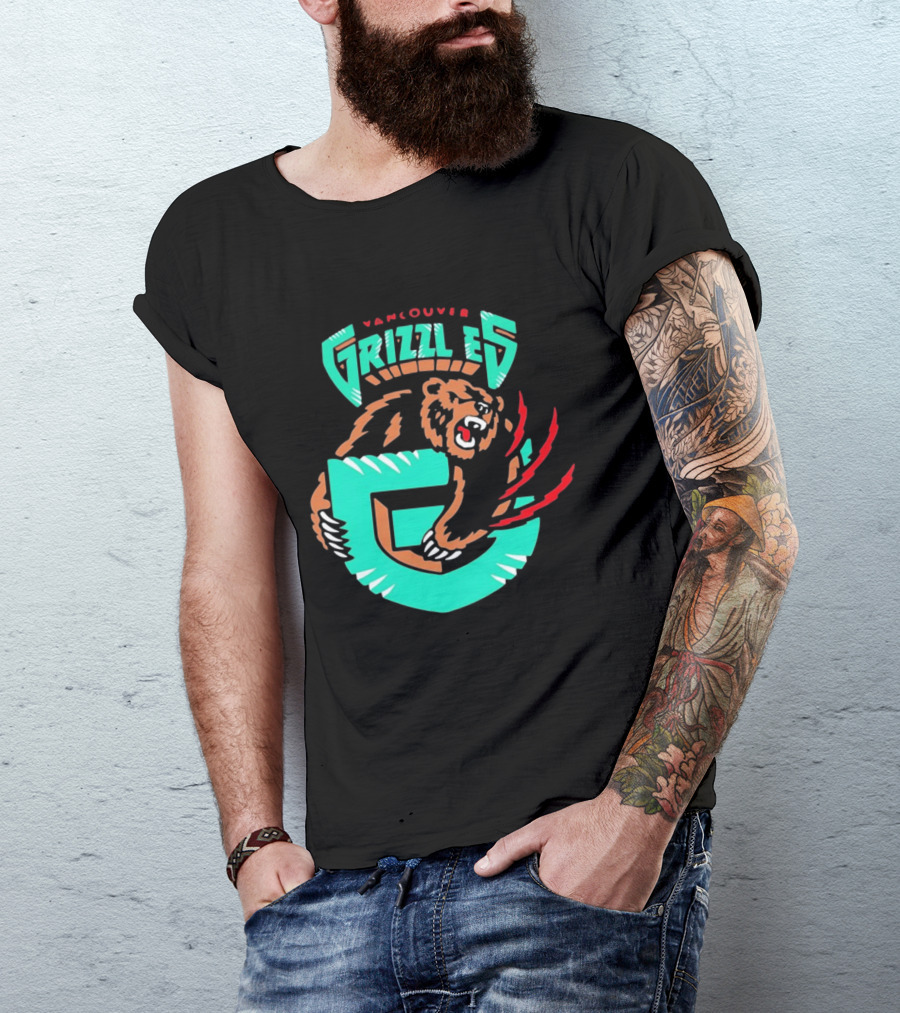 Vancouver Grizzlies Bear Claw Retro Sports Emblem Men's T-Shirt