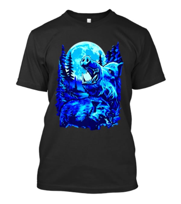 Wild Boar Forest Moonlight Wildlife Night Nature T-Shirt