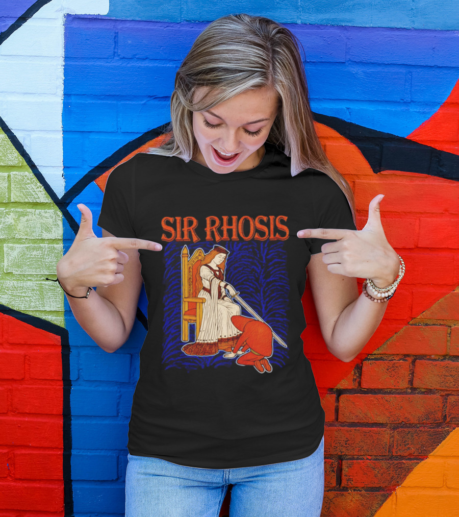 Sir Rhosis Medieval Pun Queen Knight Kneeling T-Shirt