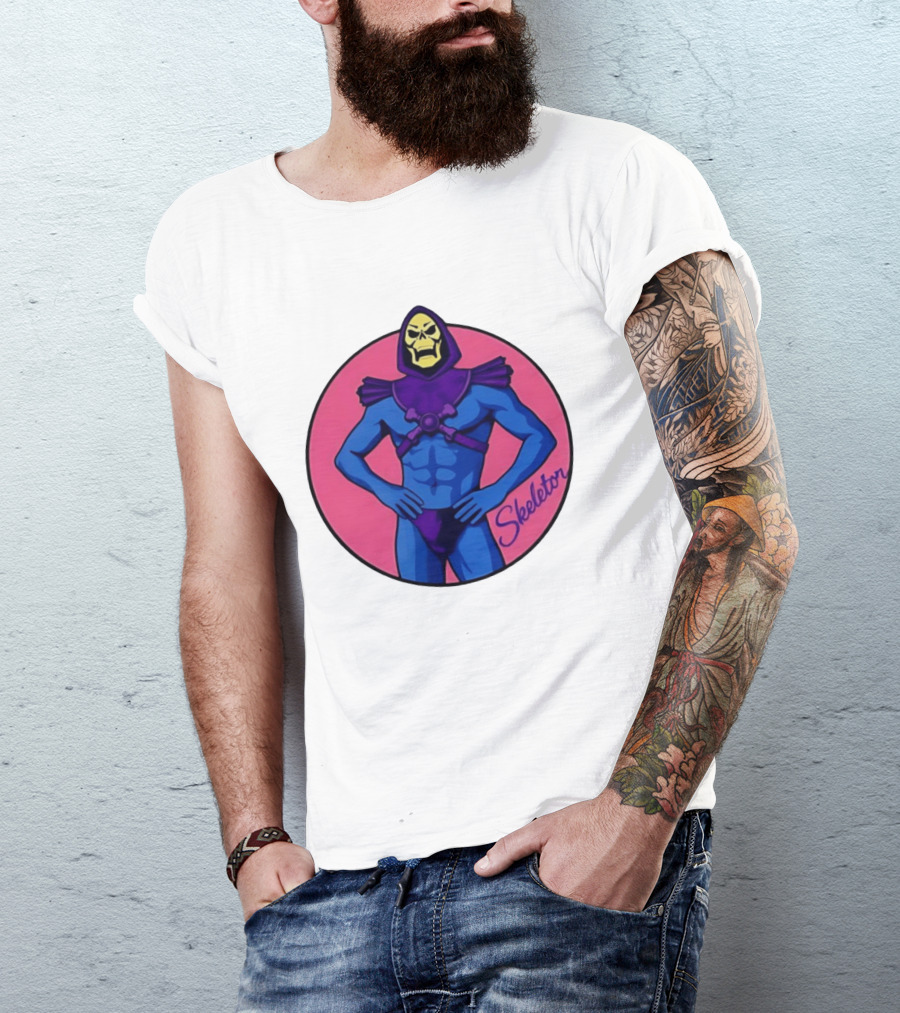 Skeletor Powerful Stance Pink T-Shirt