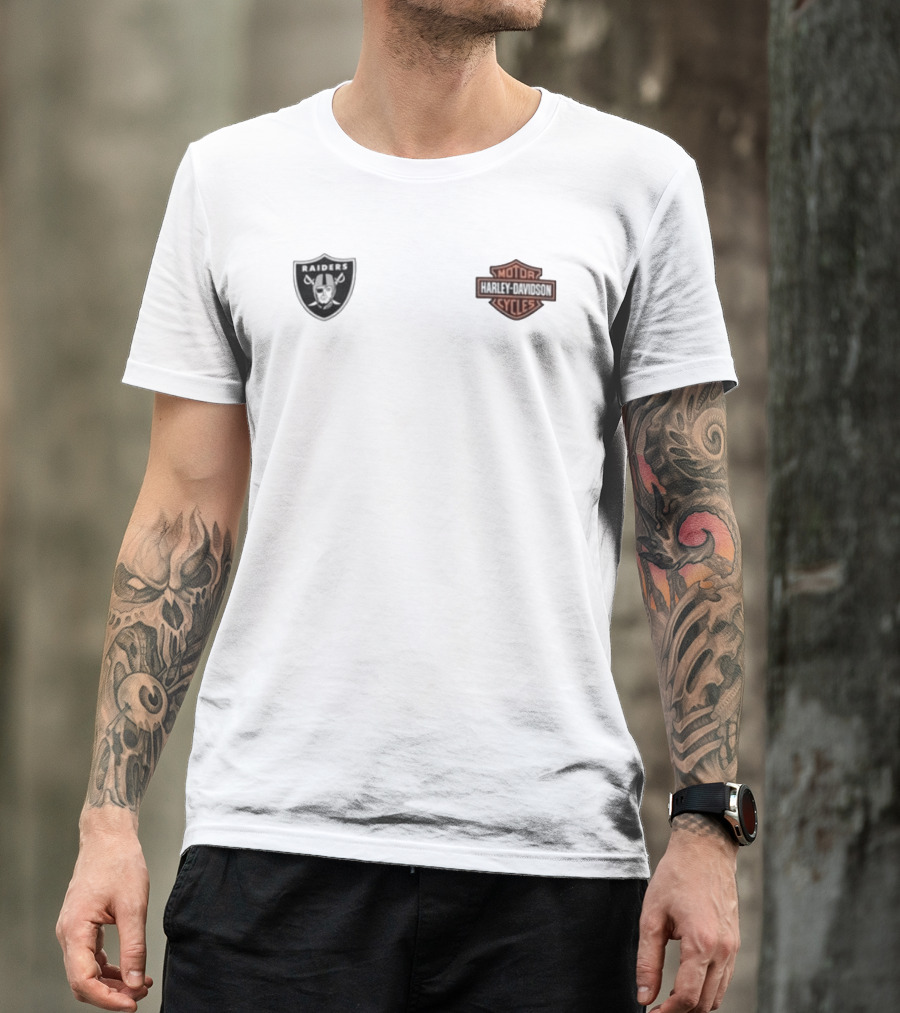 Las Vegas Raiders Harley Davidson Ride Loud Sundays Roll Built For Game Day T-Shirt