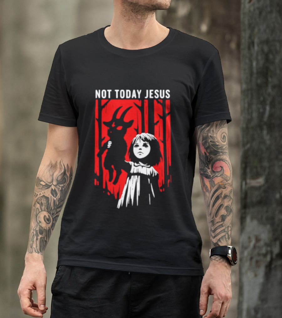 Not Today Jesus Baphomet Occult Girl Goth Dark Aesthetic Horror T-Shirt