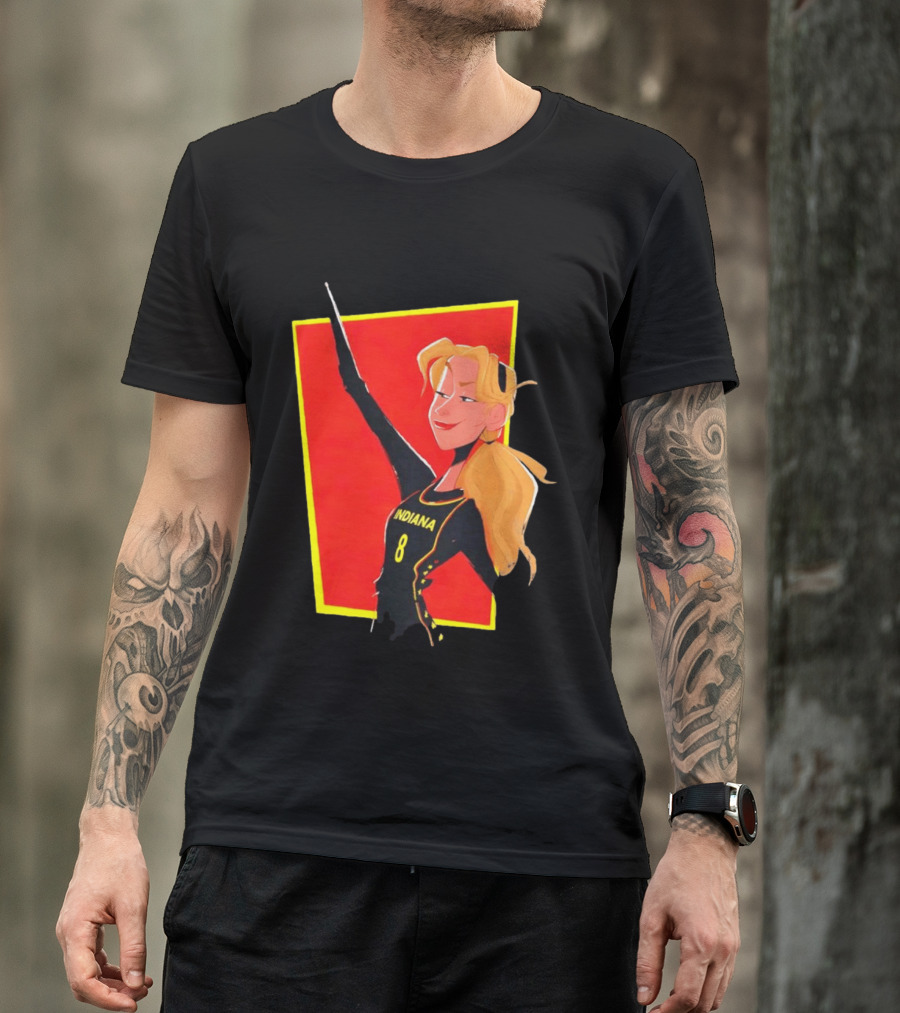 Indiana Blonde Number 8 Pointing In Black And Yellow Sports Uniform T-Shirt