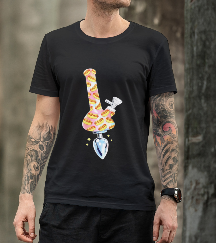 Hotdog Patterned Bong Buttplug T-Shirt