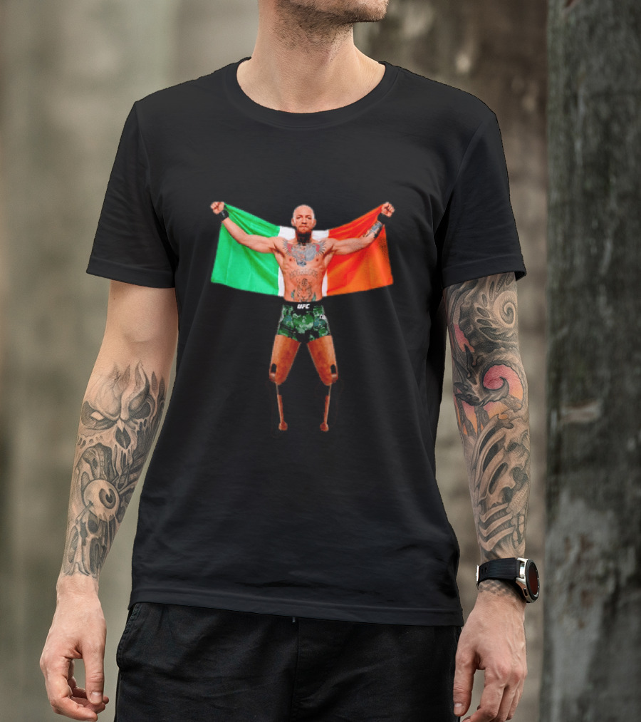 Conor McGregor UFC Prosthetic Leg Irish Flag Celebration T-Shirt