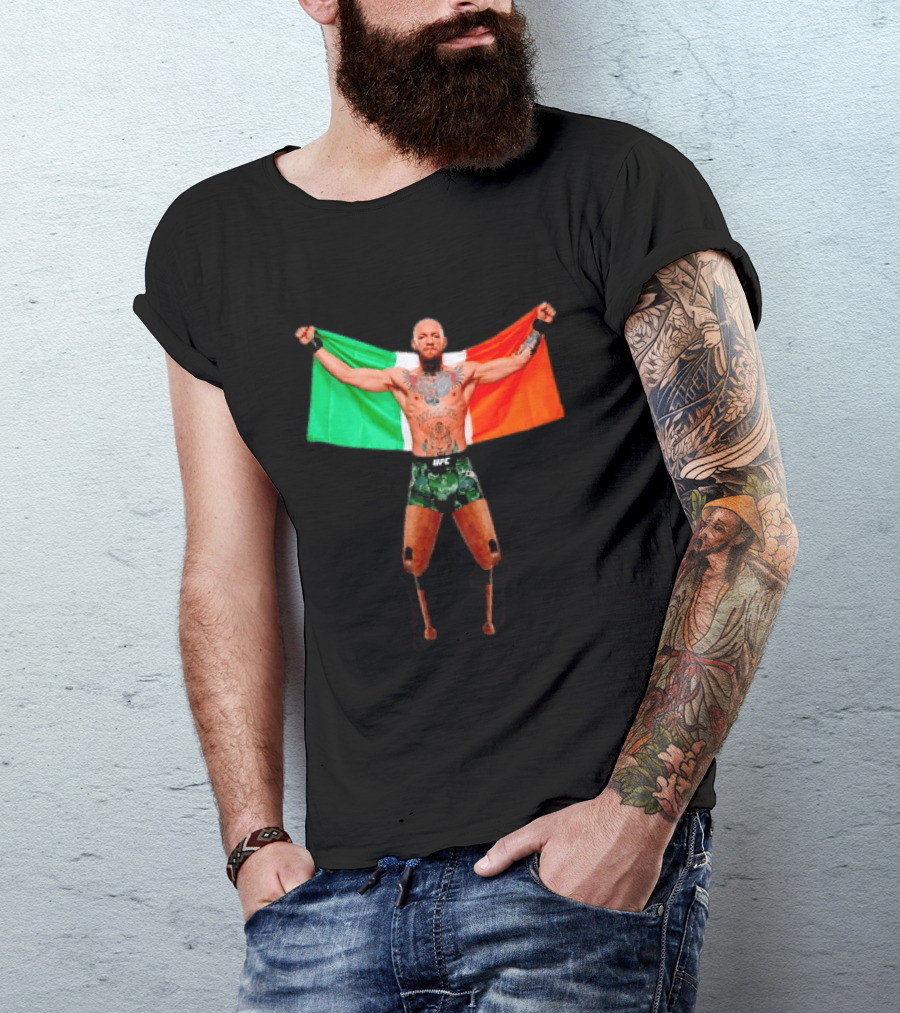 Conor McGregor UFC Prosthetic Leg Irish Flag Celebration T-Shirt