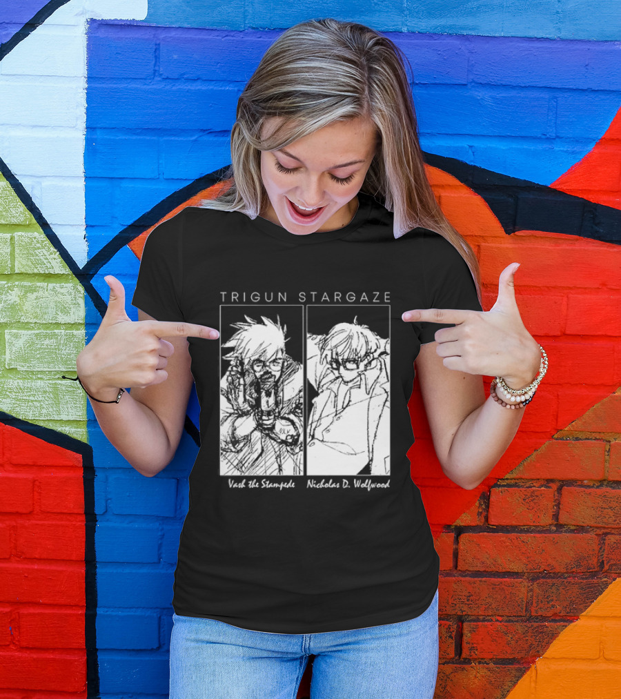 Trigun Stargaze Vash The Stampede Nicholas D. Wolfwood Manga T-Shirt