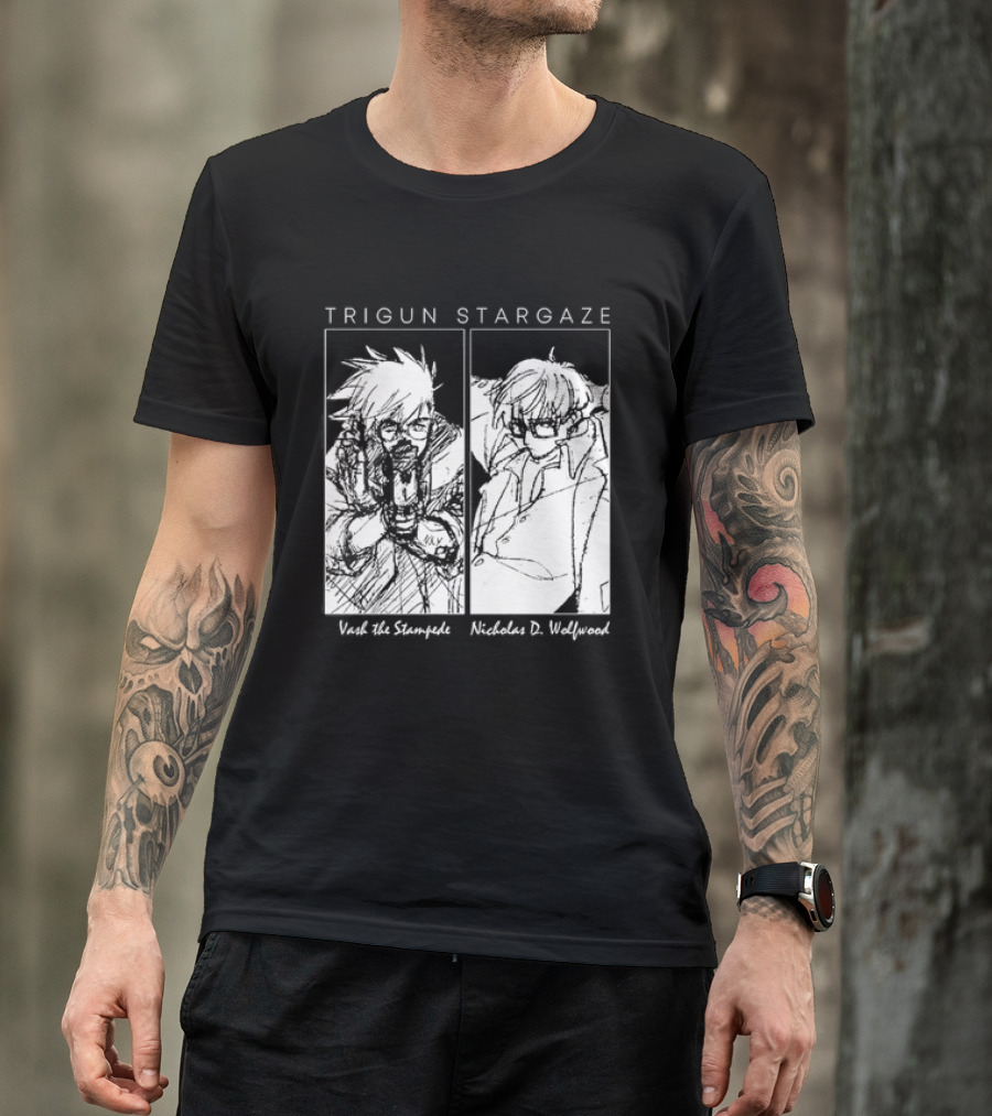 Trigun Stargaze Vash The Stampede Nicholas D. Wolfwood Manga T-Shirt
