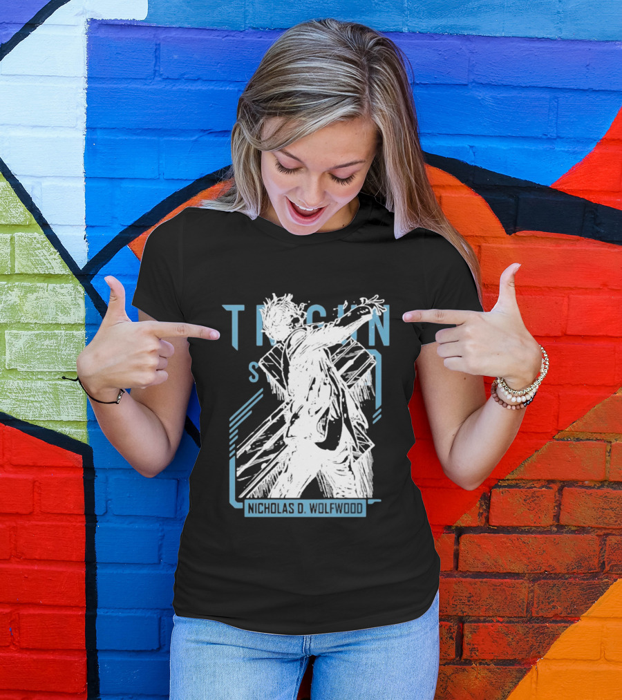 Trigun Stampede Nicholas D Wolfwood Cross Sketch T-Shirt
