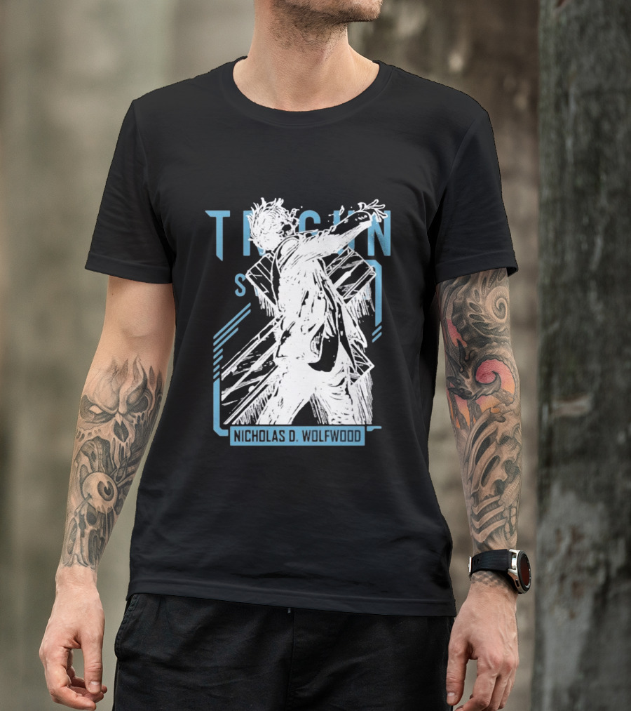 Trigun Stampede Nicholas D Wolfwood Cross Sketch T-Shirt
