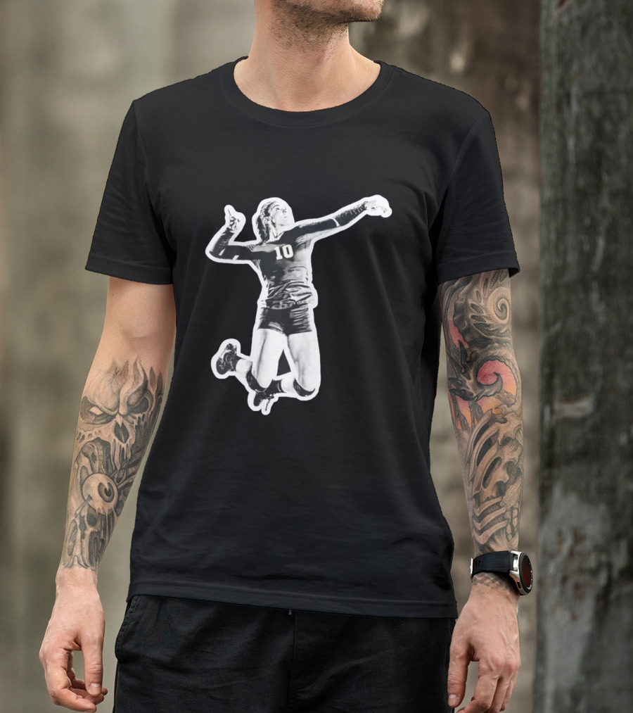 Volleyball Number 10 Athlete In Mid Air Motion T-Shirt