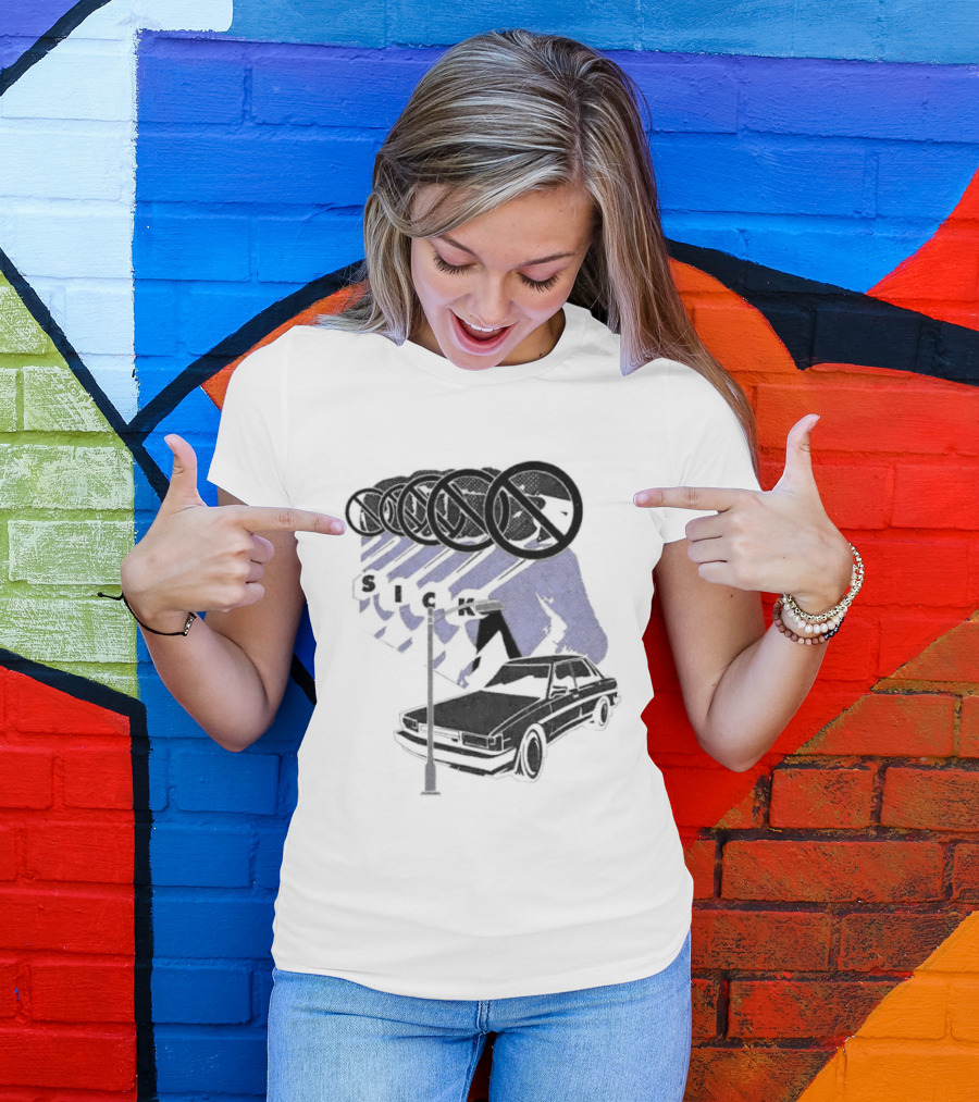 Sick Car Sedan Street Lamp Urban Environment Walking Man T-Shirt