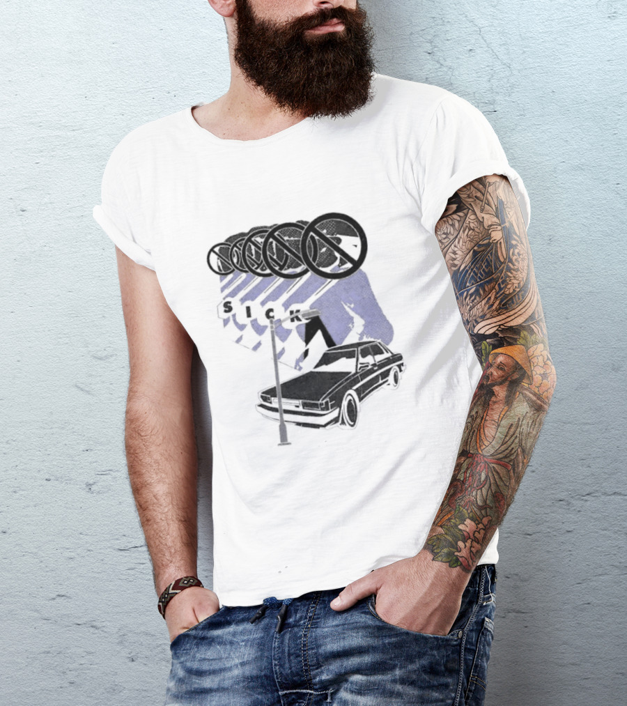 Sick Car Sedan Street Lamp Urban Environment Walking Man T-Shirt