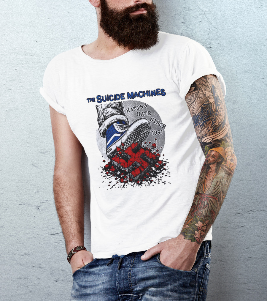 The Suicide Machines Hating Hate Since 1991 Vans Shoe Kicking Swastika T-Shirt