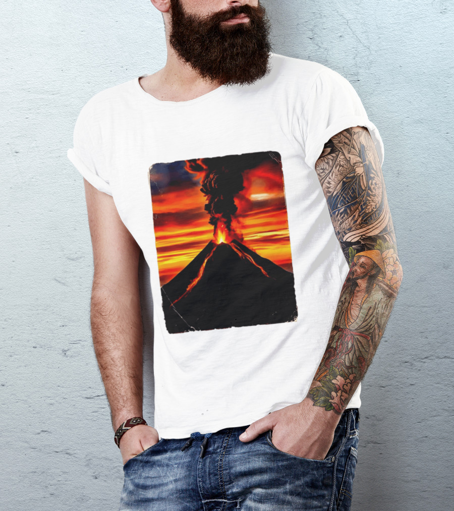 Volcanic Eruption Sunset Landscape Volcano Erupting At Dusk T-Shirt