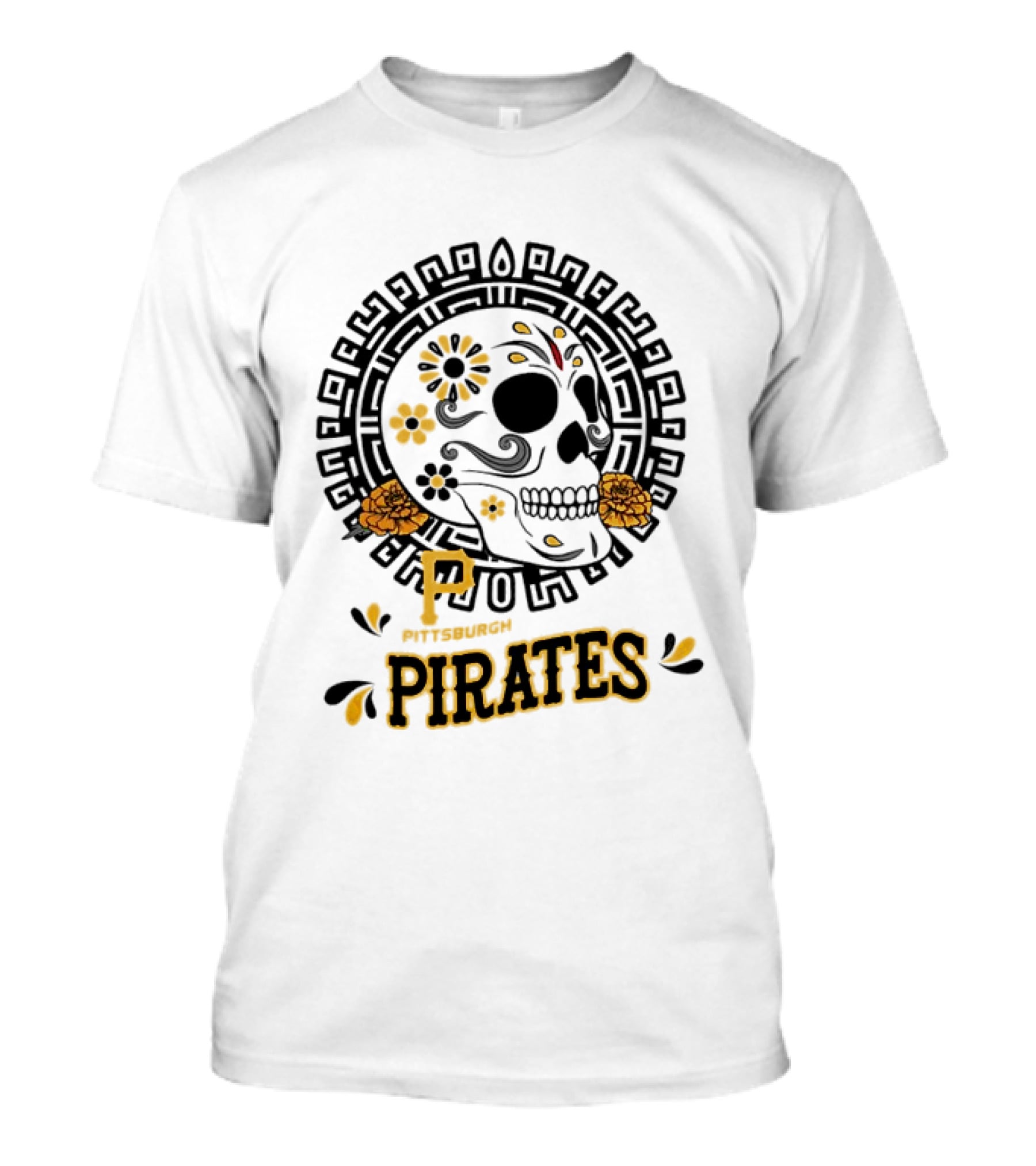 Pittsburgh Pirates Dia De Los Muertos Sugar Skull Art MLB Fan T-Shirt