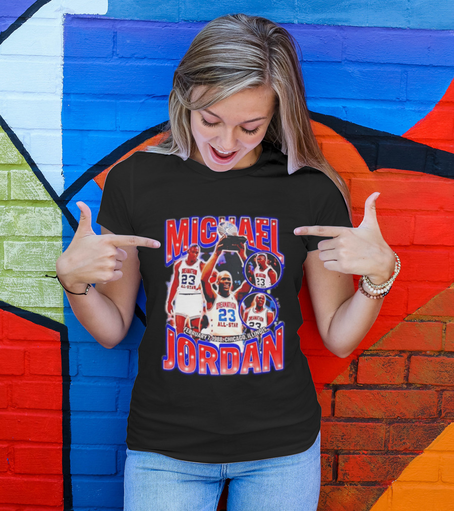 Michael Jordan February 7 1988 Chicago Illinois All Star Trophy Dream Team 23 T-Shirt
