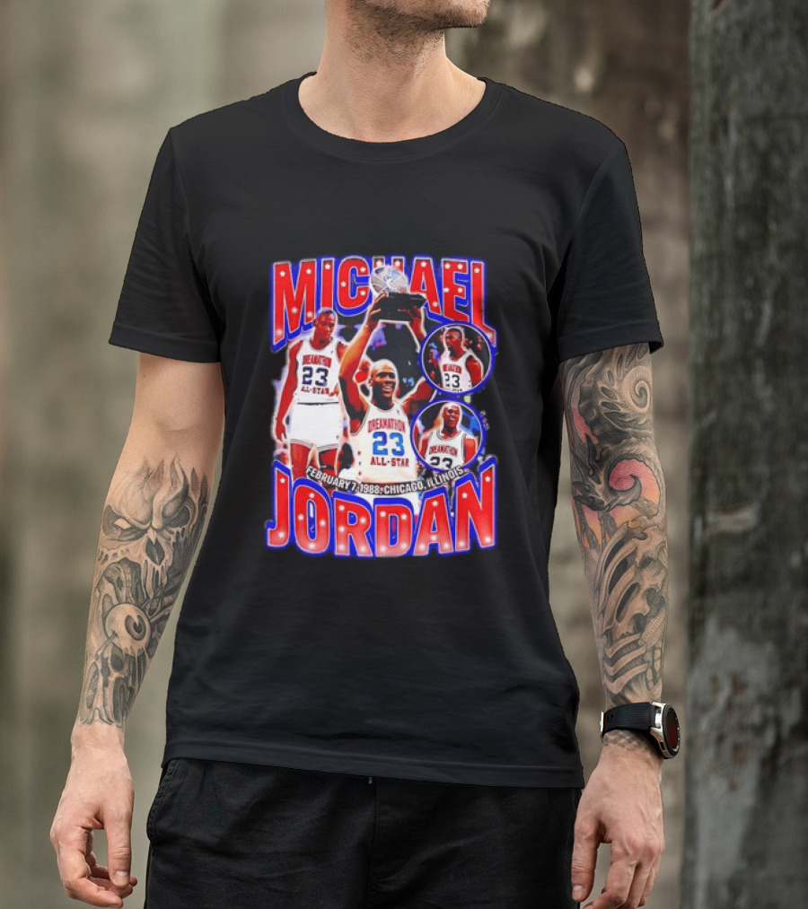 Michael Jordan February 7 1988 Chicago Illinois All Star Trophy Dream Team 23 T-Shirt