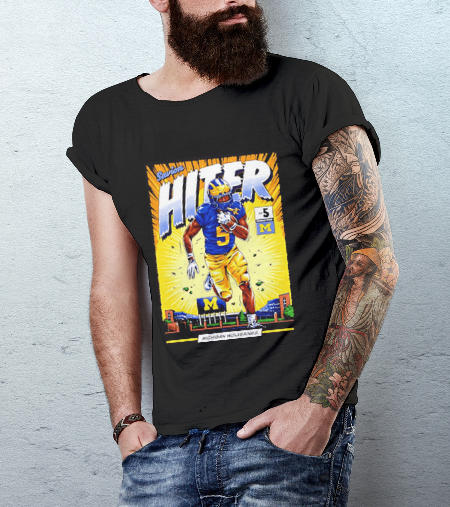 Savion Hiter Michigan Wolverines Football Number 5 Comic T-Shirt