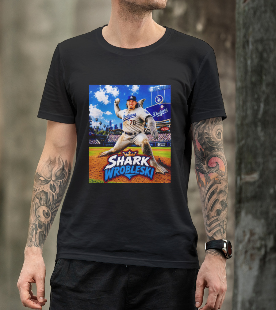 Shark Wrobleski Los Angeles Dodgers No 70 Iconic Baseball Player Fantasy T-Shirt
