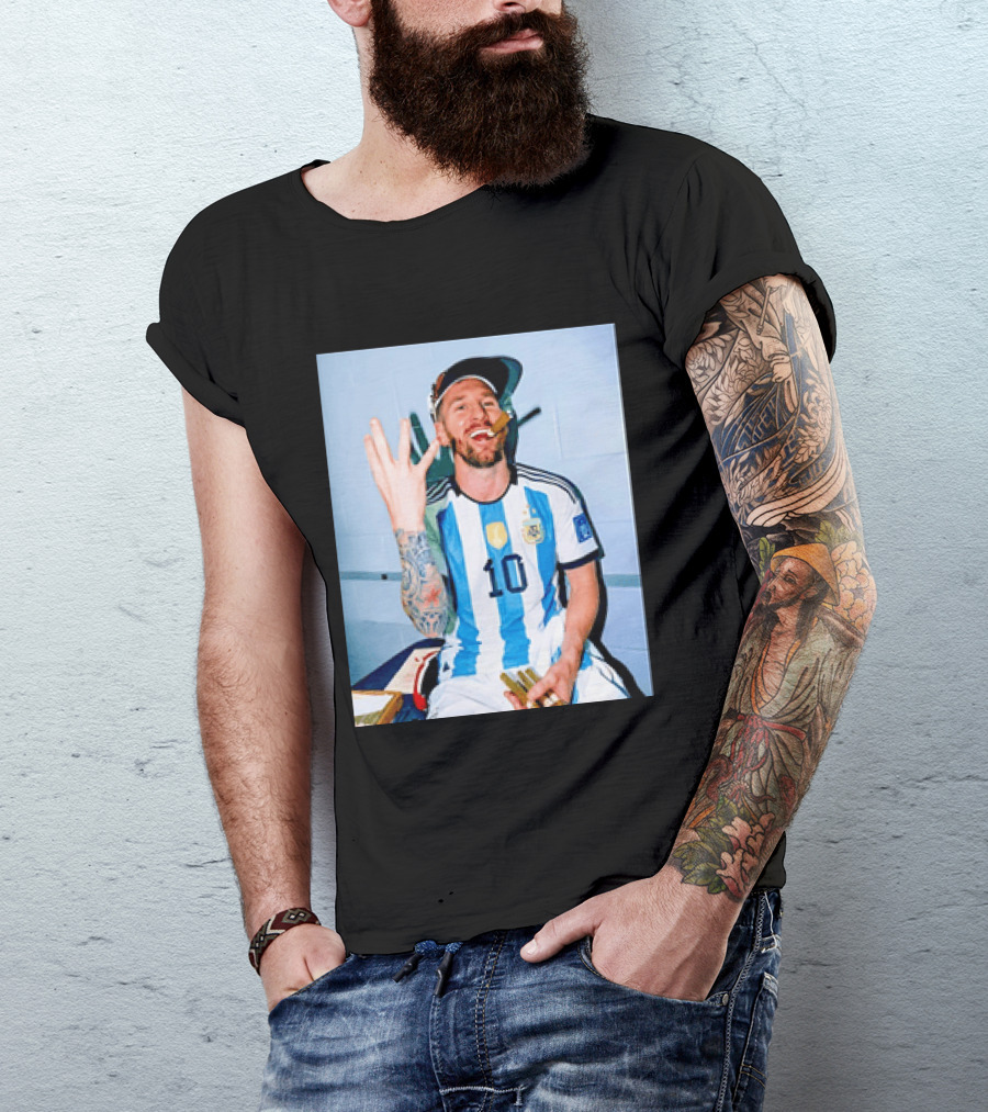Lionel Messi Smoking Cigarette T-Shirt