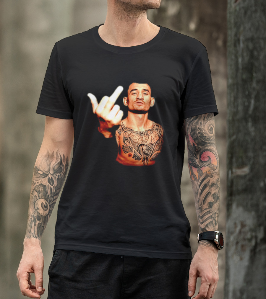 Max Holloway UFC Fighter Pose Middle Finger Tattoo T-Shirt
