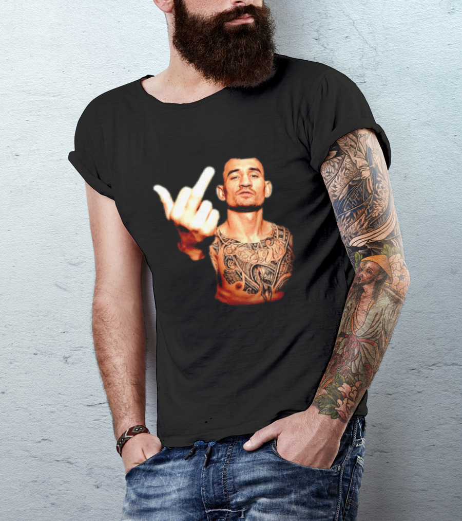 Max Holloway UFC Fighter Pose Middle Finger Tattoo T-Shirt