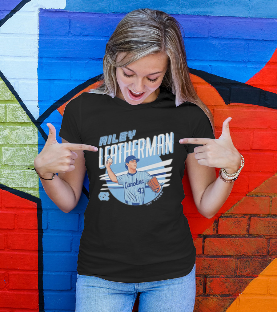 North Carolina Tar Heels Riley Leatherman Baseball Carolina 43 T-Shirt