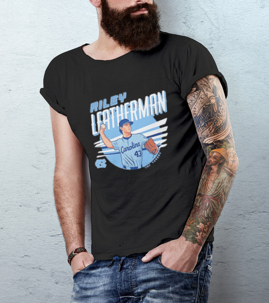 North Carolina Tar Heels Riley Leatherman Baseball Carolina 43 T-Shirt