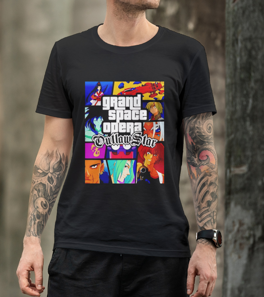 Grand Space Opera Outlaw Star Anime Characters Collage T-Shirt